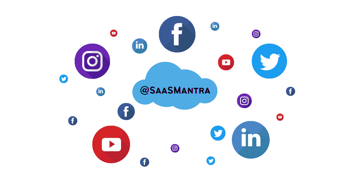 SaaS Mantra username inside a cloud surrounded by the logos of popular social media