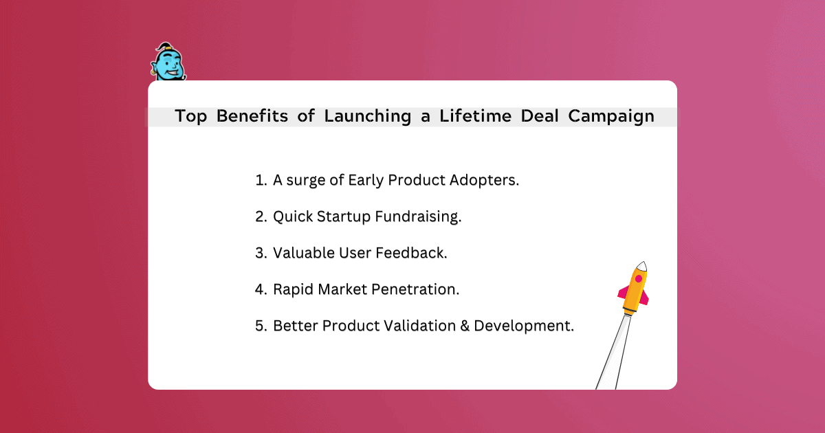 List of SaaS Lifetime Deal Campaign Benefits on a card