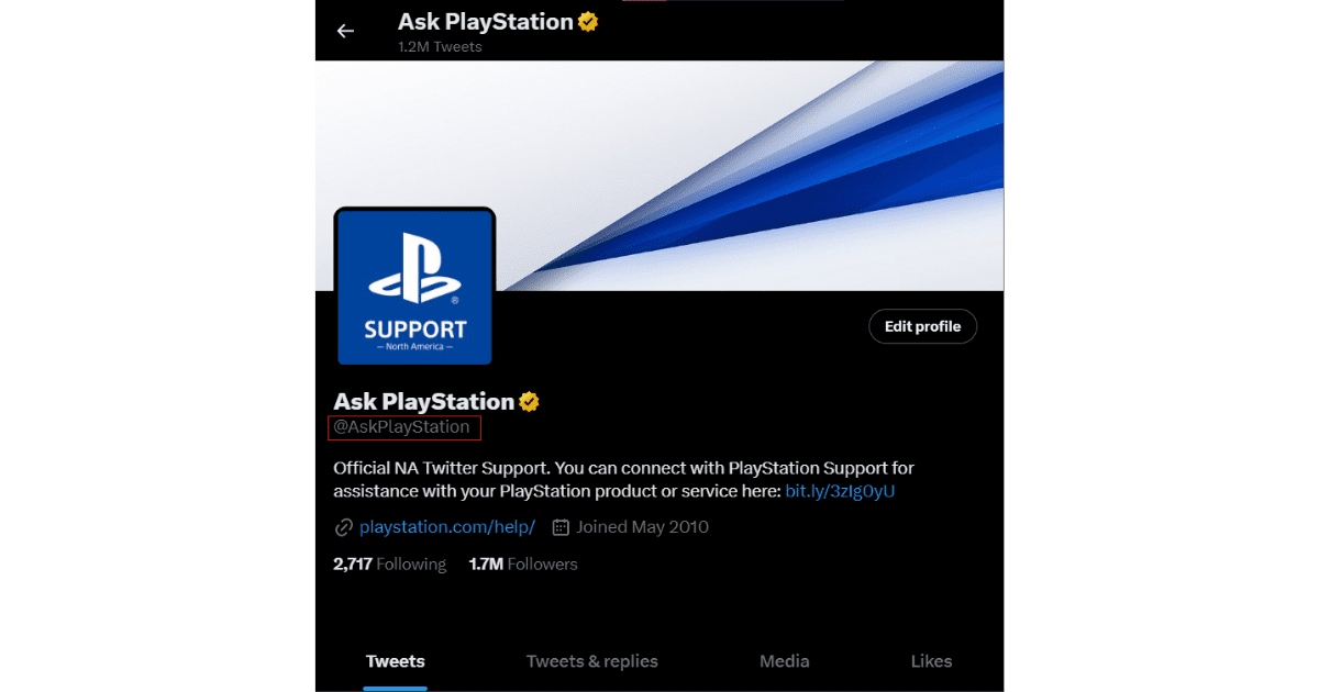 play station support twitter