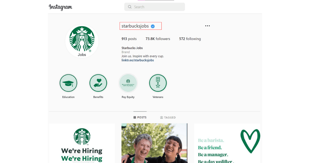 starbucks jobs instagram