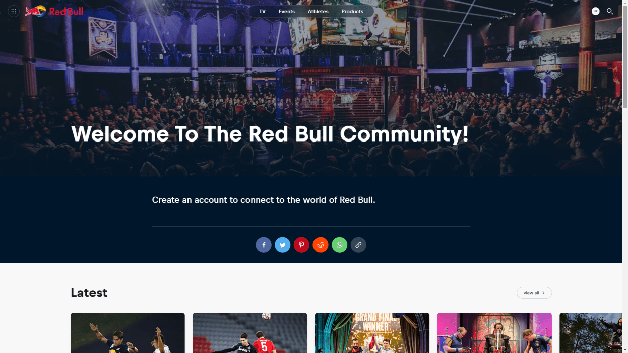 Red Bull community website snapshot